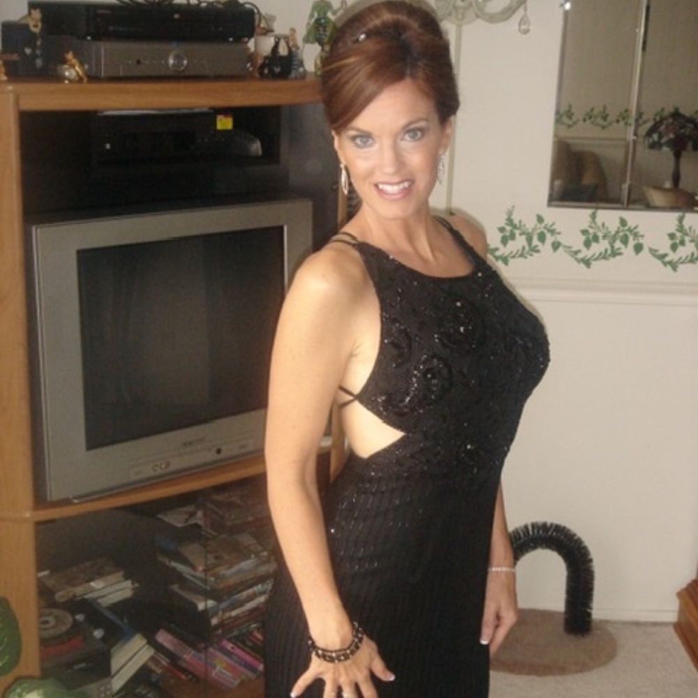 Beautiful Black Beaded Evening Gown, Size small